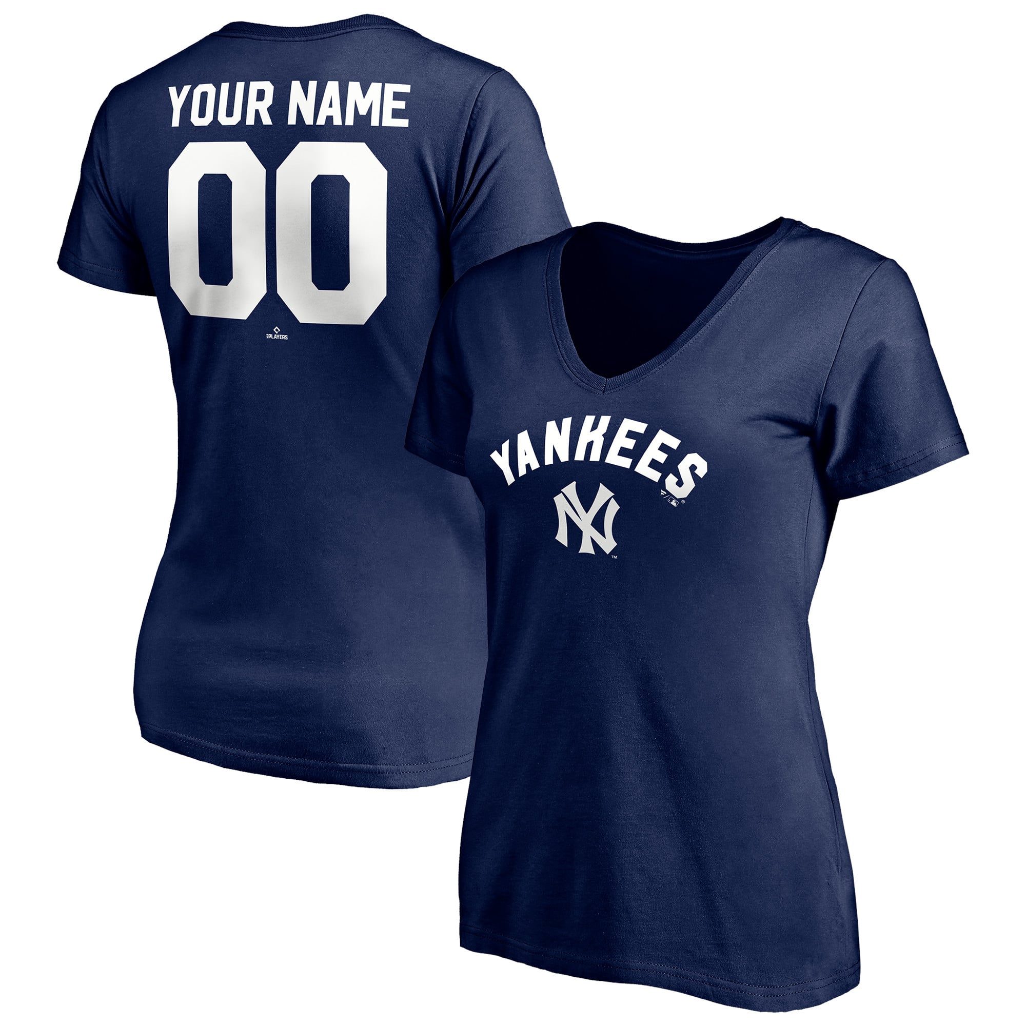 Women's Navy New York Yankees Cooperstown Winning Streak Personalized Name & Number V-Neck T-Shirt