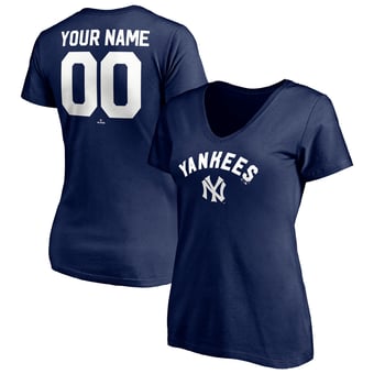 Women's Navy New York Yankees Cooperstown Winning Streak Personalized Name & Number V-Neck T-Shirt