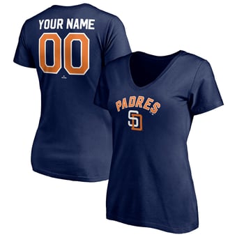 Women's Navy San Diego Padres Cooperstown Winning Streak Personalized Name & Number V-Neck T-Shirt