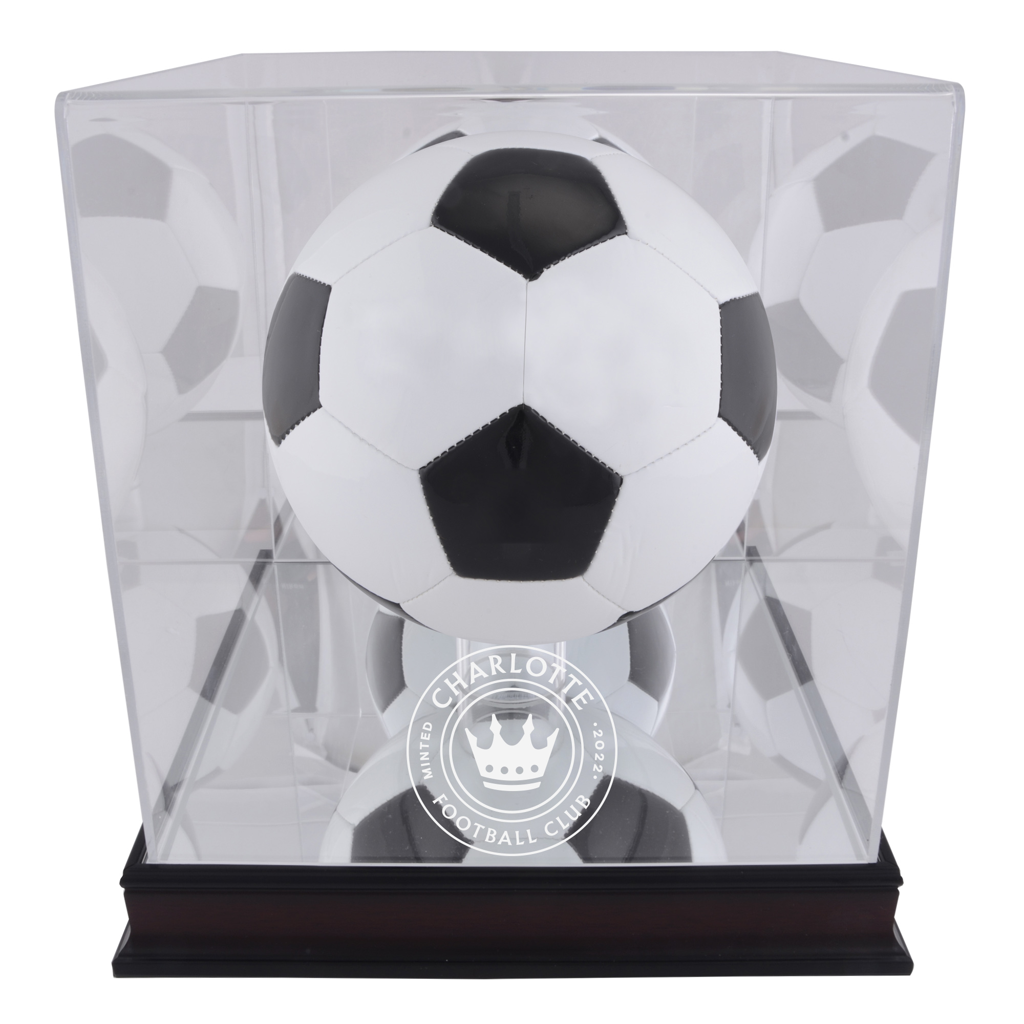 Charlotte FC Mahogany Team Logo Soccer Ball Display Case Charlotte FC Mahogany Team Logo Soccer Ball Display Case