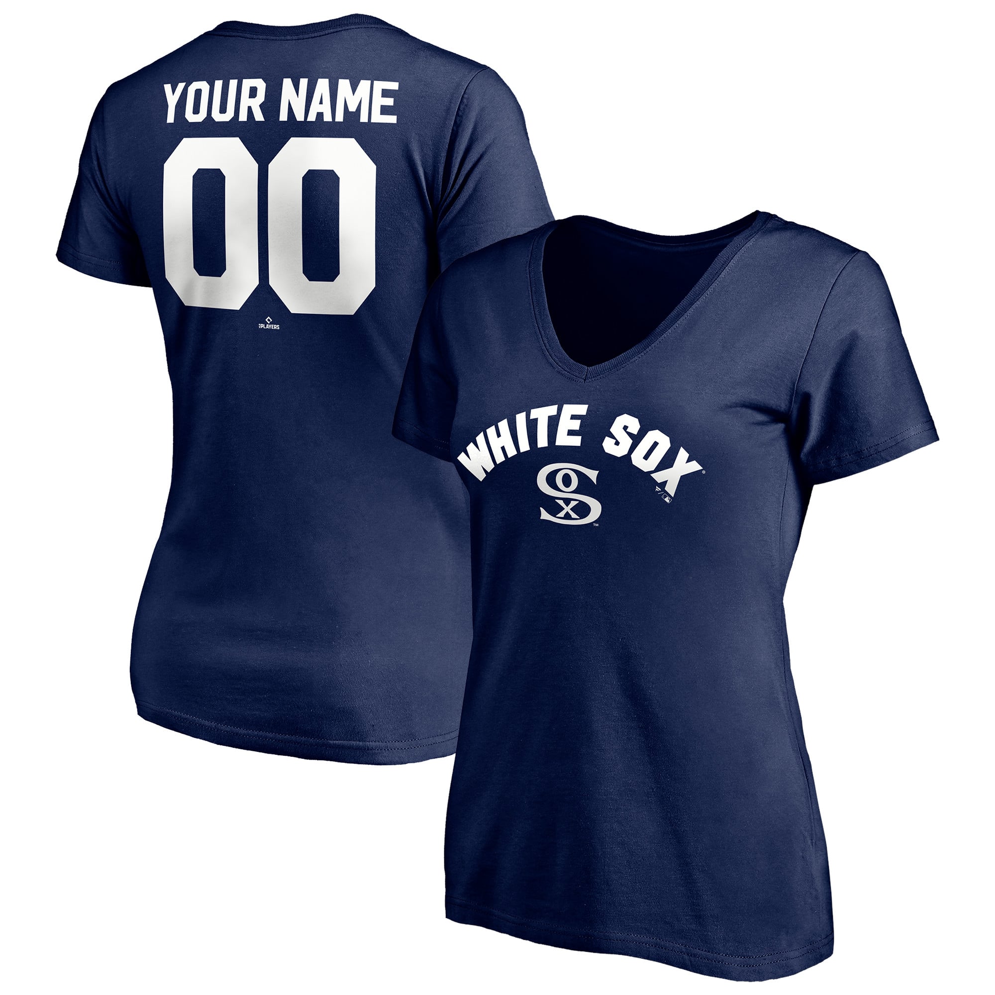 Women's Navy Chicago White Sox Cooperstown Winning Streak Alternate Personalized Name & Number V-Neck T-Shirt