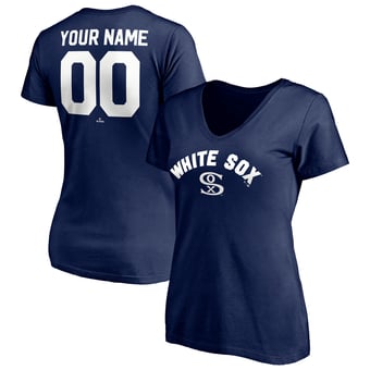 Women's Navy Chicago White Sox Cooperstown Winning Streak Alternate Personalized Name & Number V-Neck T-Shirt