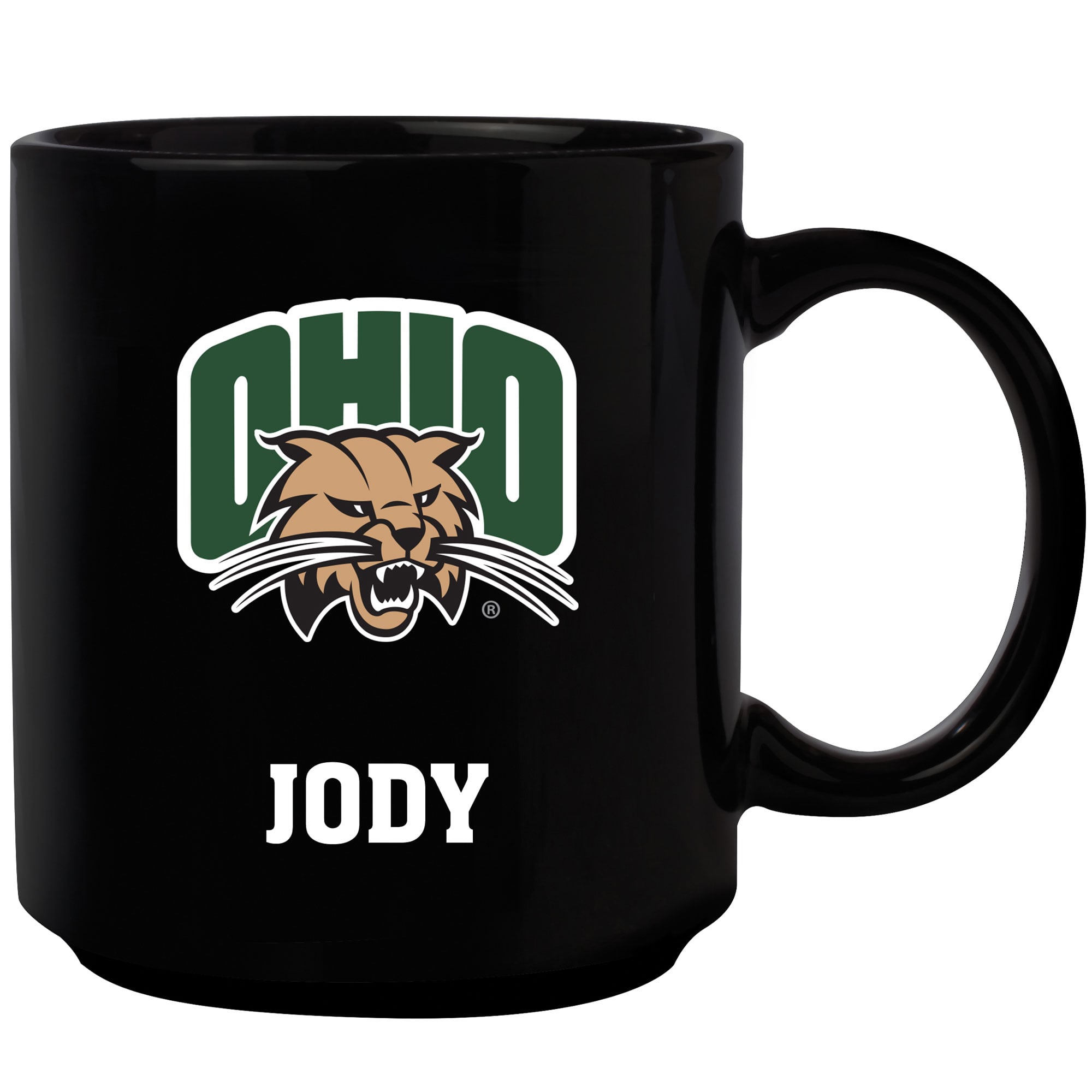 Black Ohio Bobcats 11oz. Personalized Mug