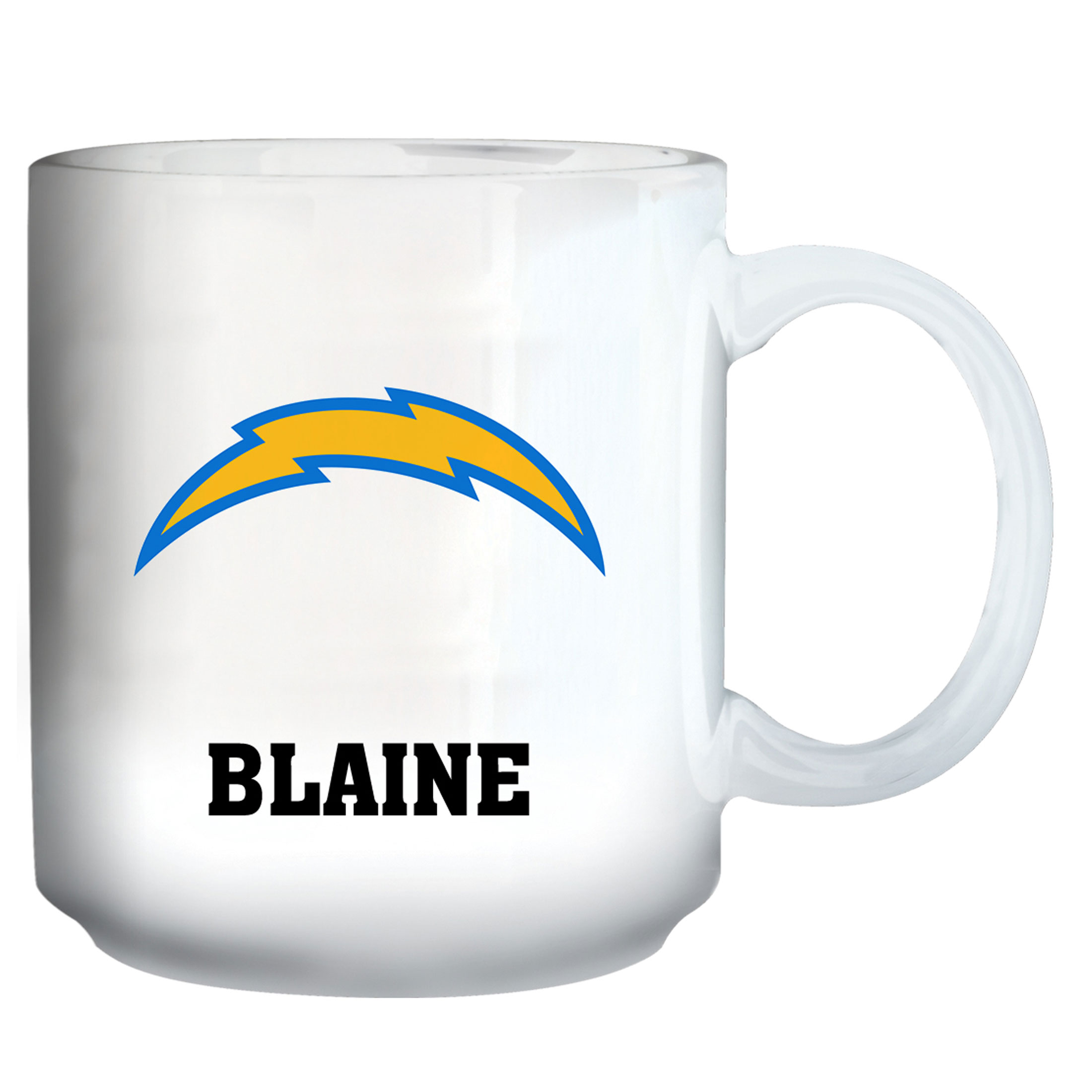 White Los Angeles Chargers 11oz. Personalized Mug