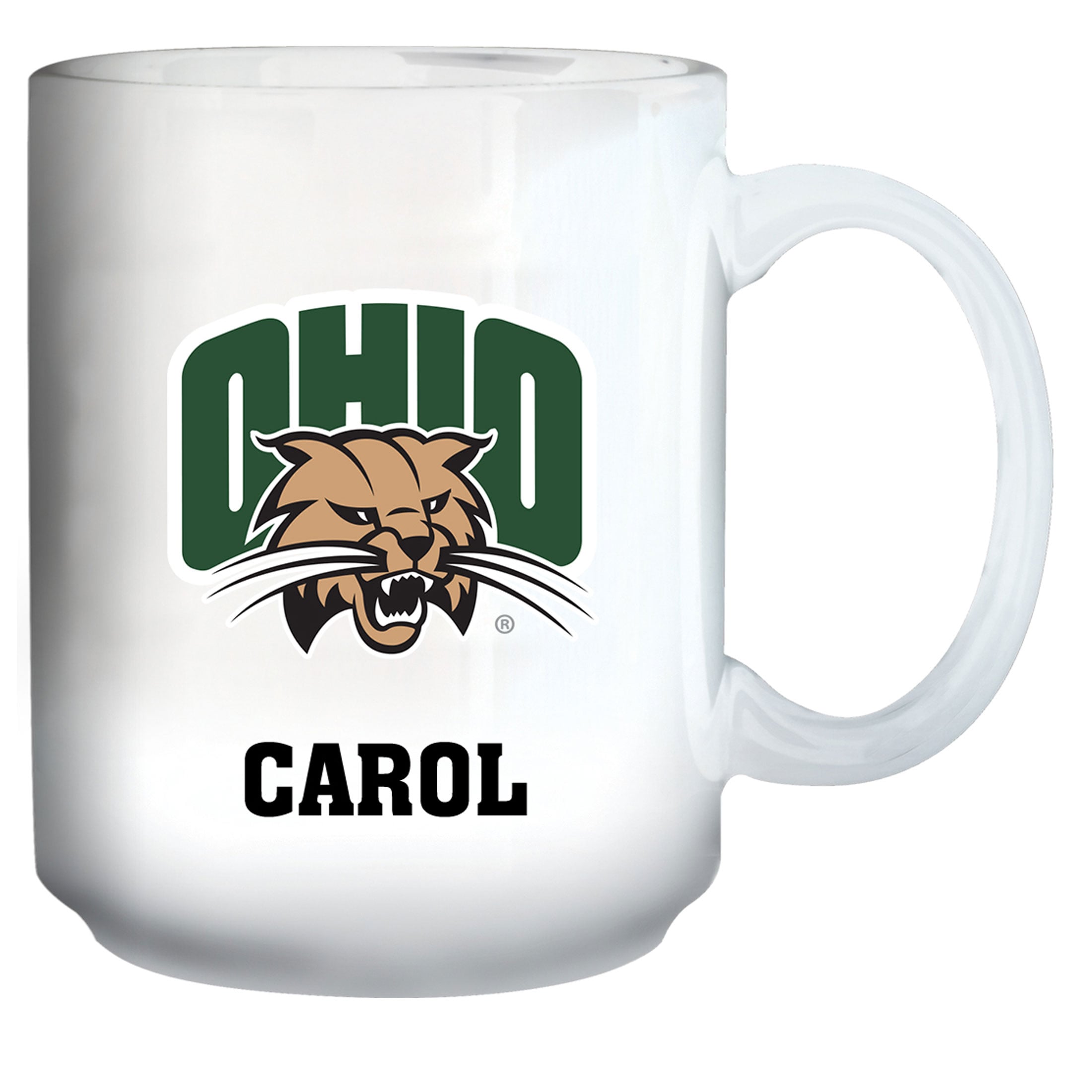 White Ohio Bobcats 15oz. Personalized Mug