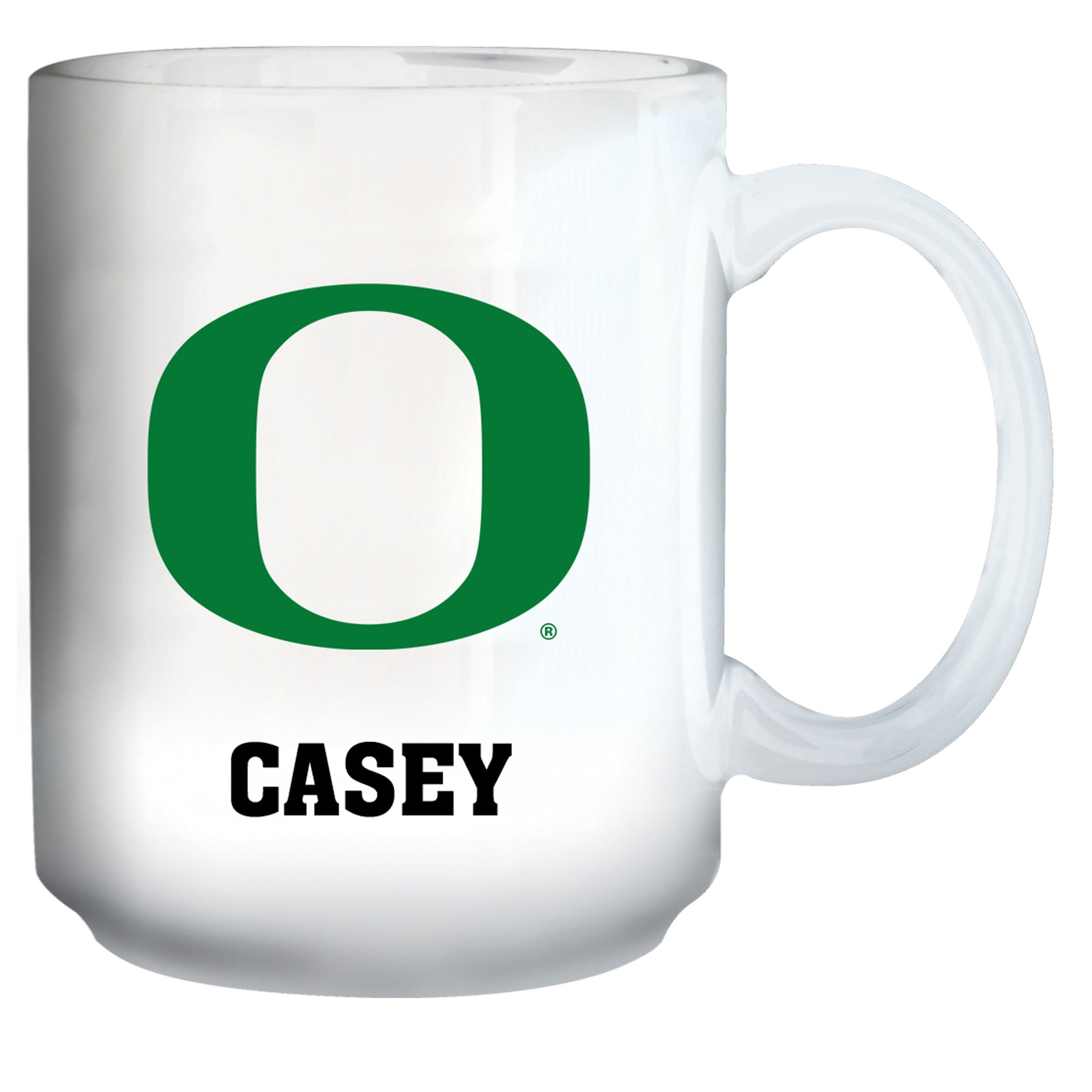 White Oregon Ducks 15oz. Personalized Mug