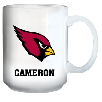 White Arizona Cardinals 15oz. Personalized Mug