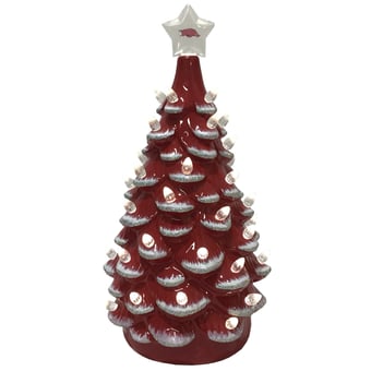 Cardinal/Black Arkansas Razorbacks 14'' Ceramic Tree