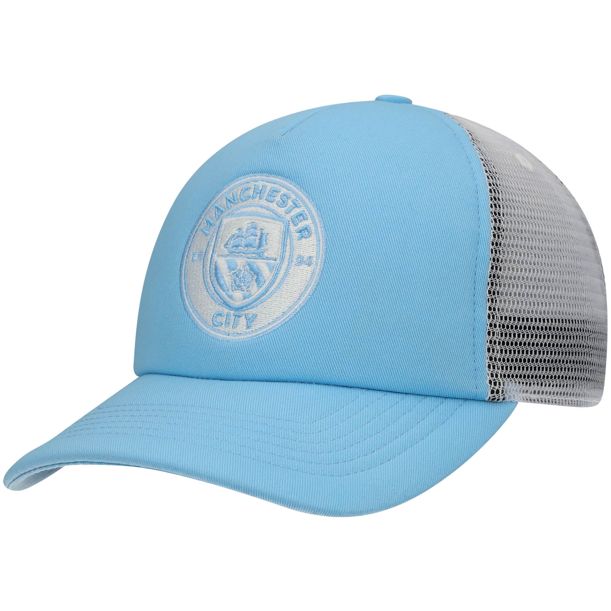 Men's Fi Collection Sky Blue/White Manchester City Fog Trucker Snapback Hat