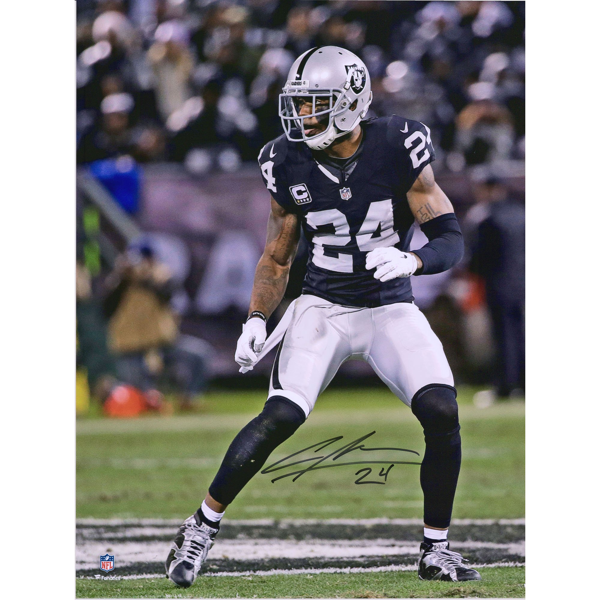 Fotografia di posizione 16 "x 20" autografata da Charles Woodson Oakland Raiders