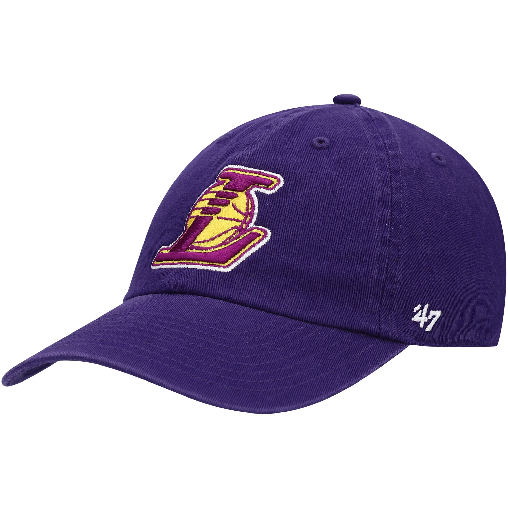 Men's '47 Purple Los Angeles Lakers Core Logo Clean Up Adjustable Hat
