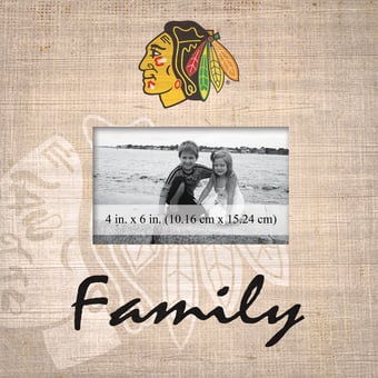 Chicago Blackhawks 10'' x 10'' Burlap Pattern Frame