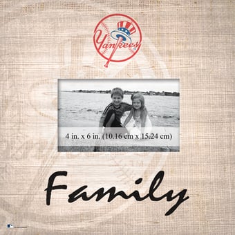 New York Yankees 10'' x 10'' Burlap Pattern Frame
