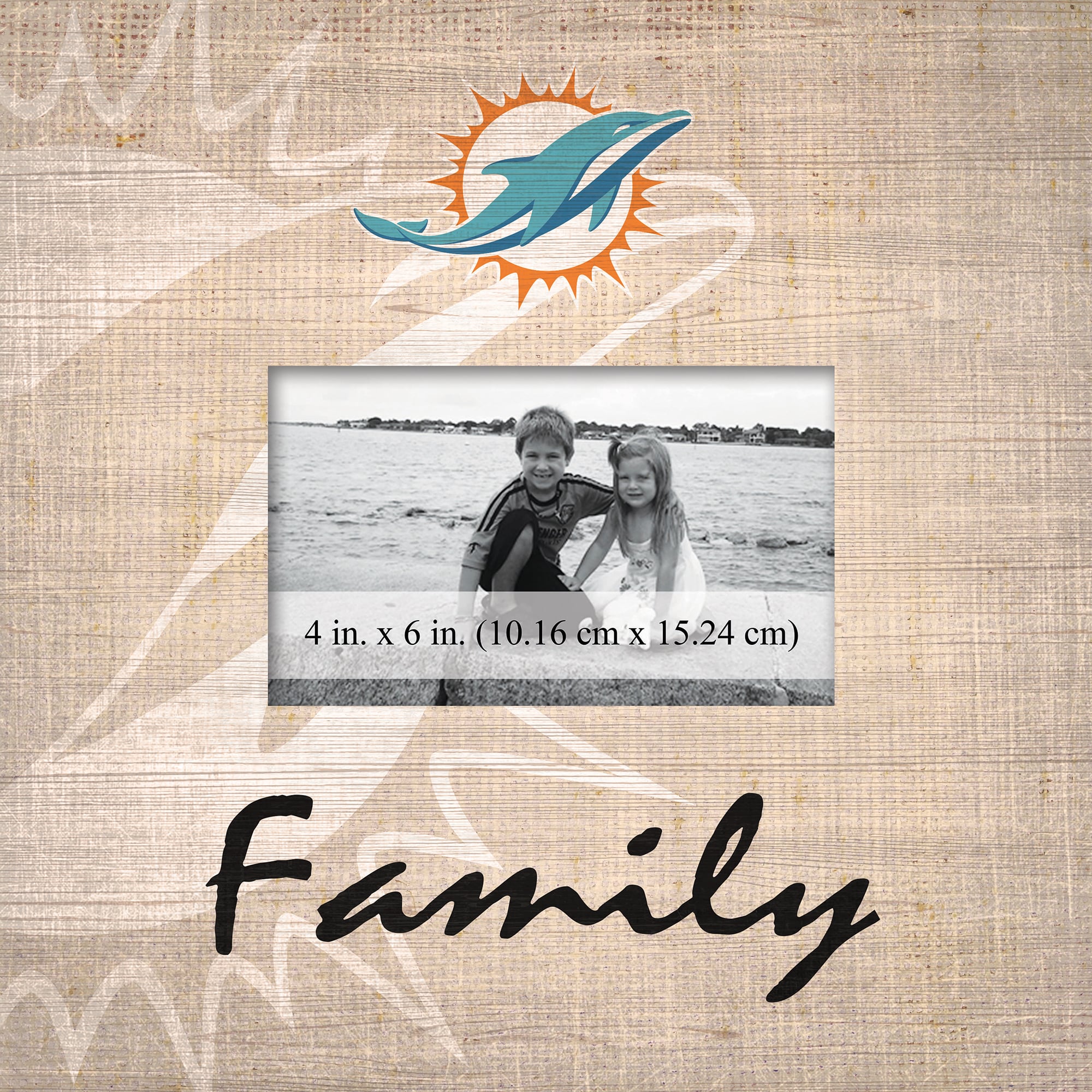 Miami Dolphins 10'' x 10'' Burlap Pattern Frame