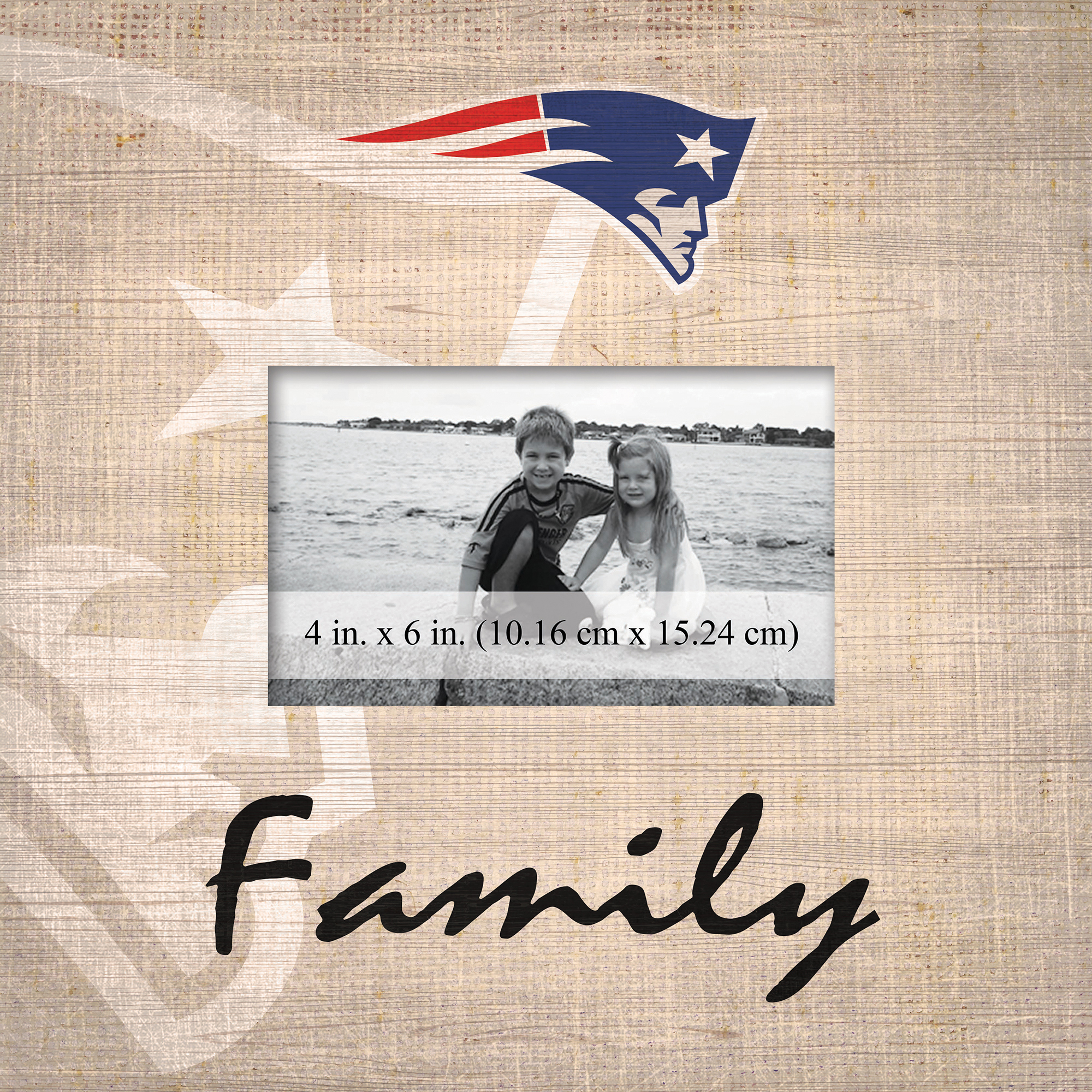 New England Patriots 10'' x 10'' Burlap Pattern Frame
