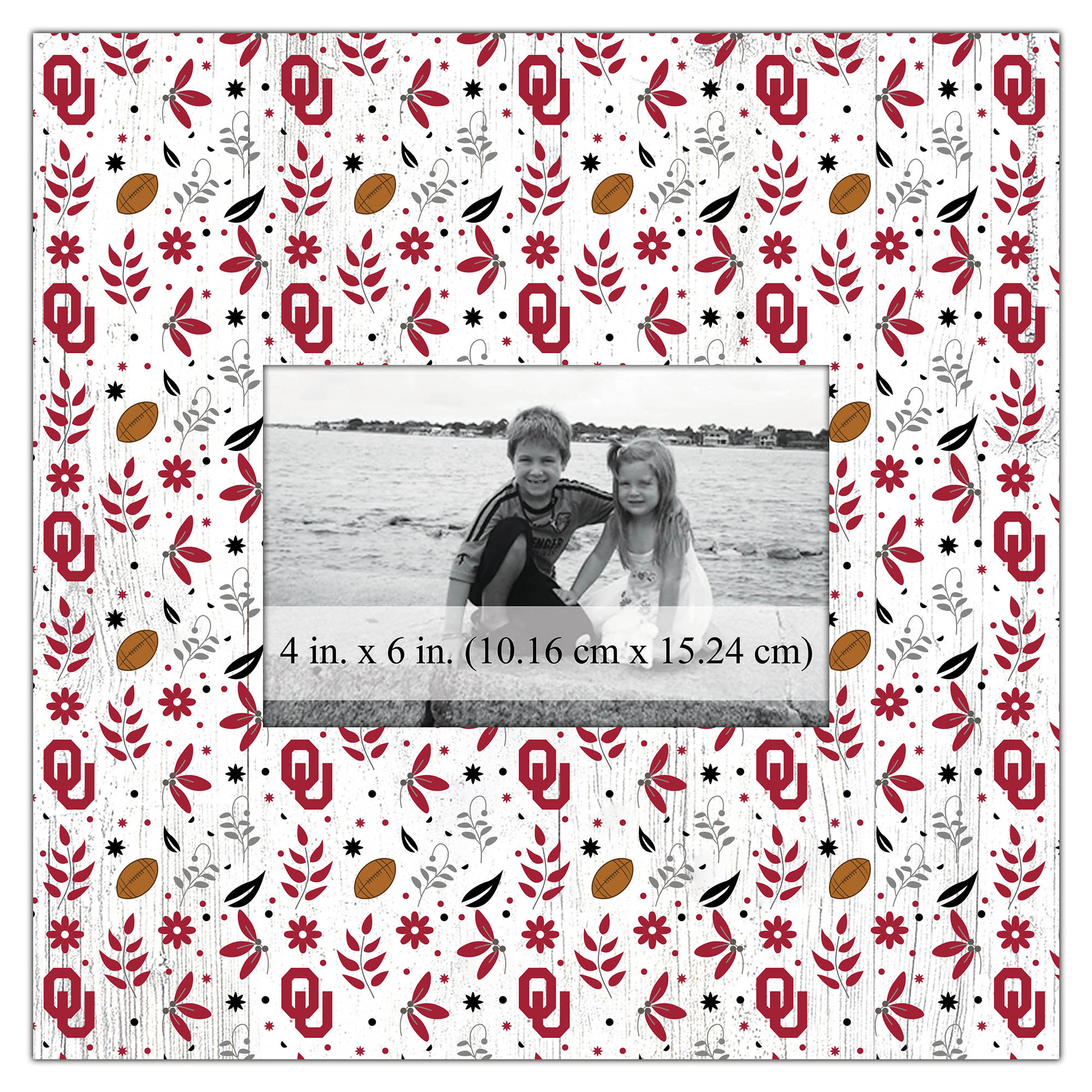 Oklahoma Sooners 10'' x 10'' Floral Pattern Frame