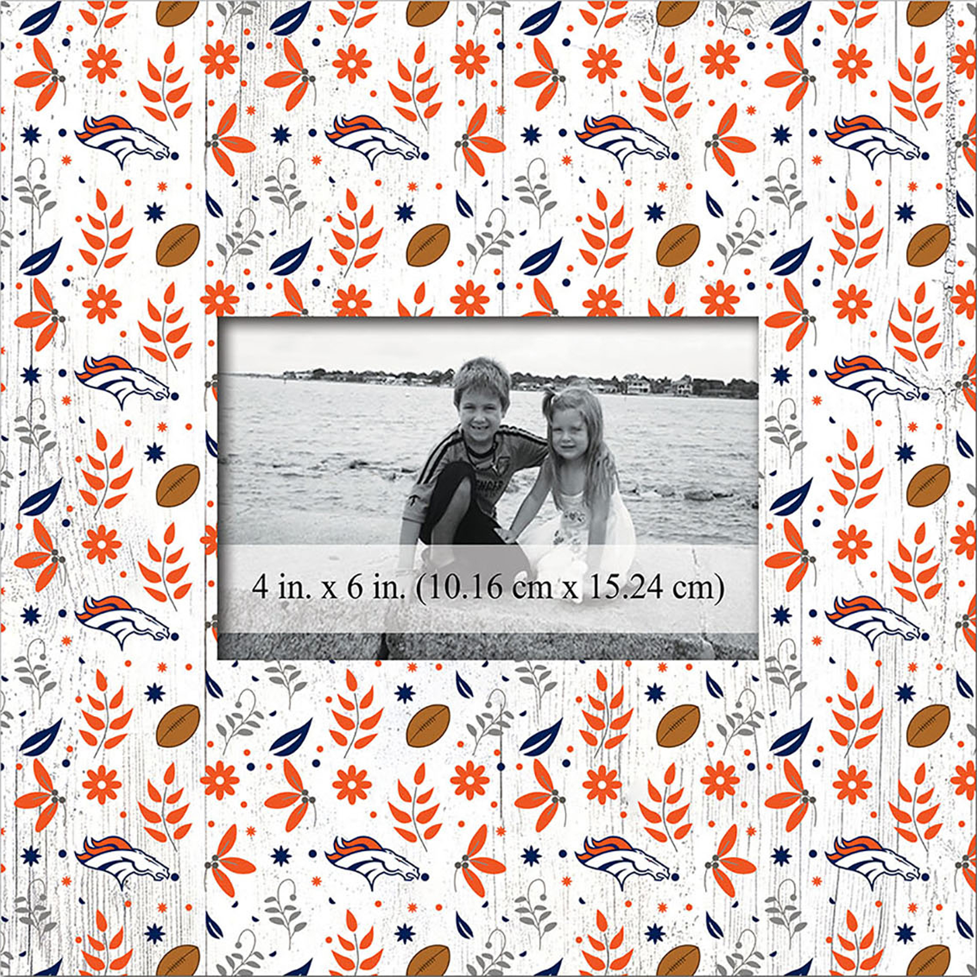 Denver Broncos 10'' x 10'' Floral Pattern Frame