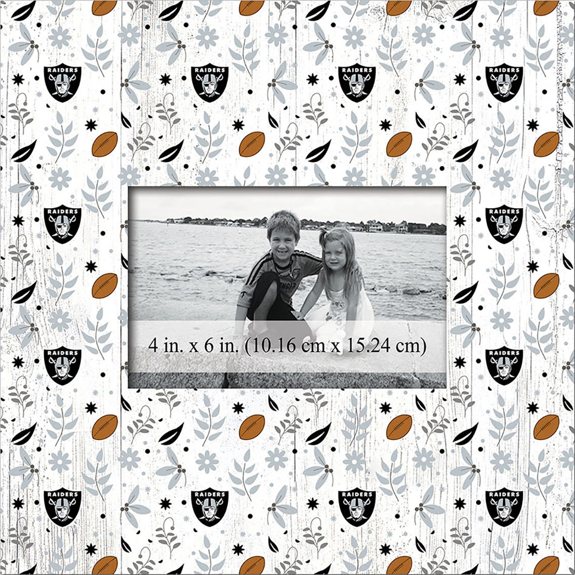 Las Vegas Raiders 10'' x 10'' Floral Pattern Frame