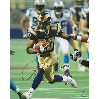 Isaac Bruce St. Louis Rams Autographed 16" x 20" Running Photograph with "HOF 20" Inscription