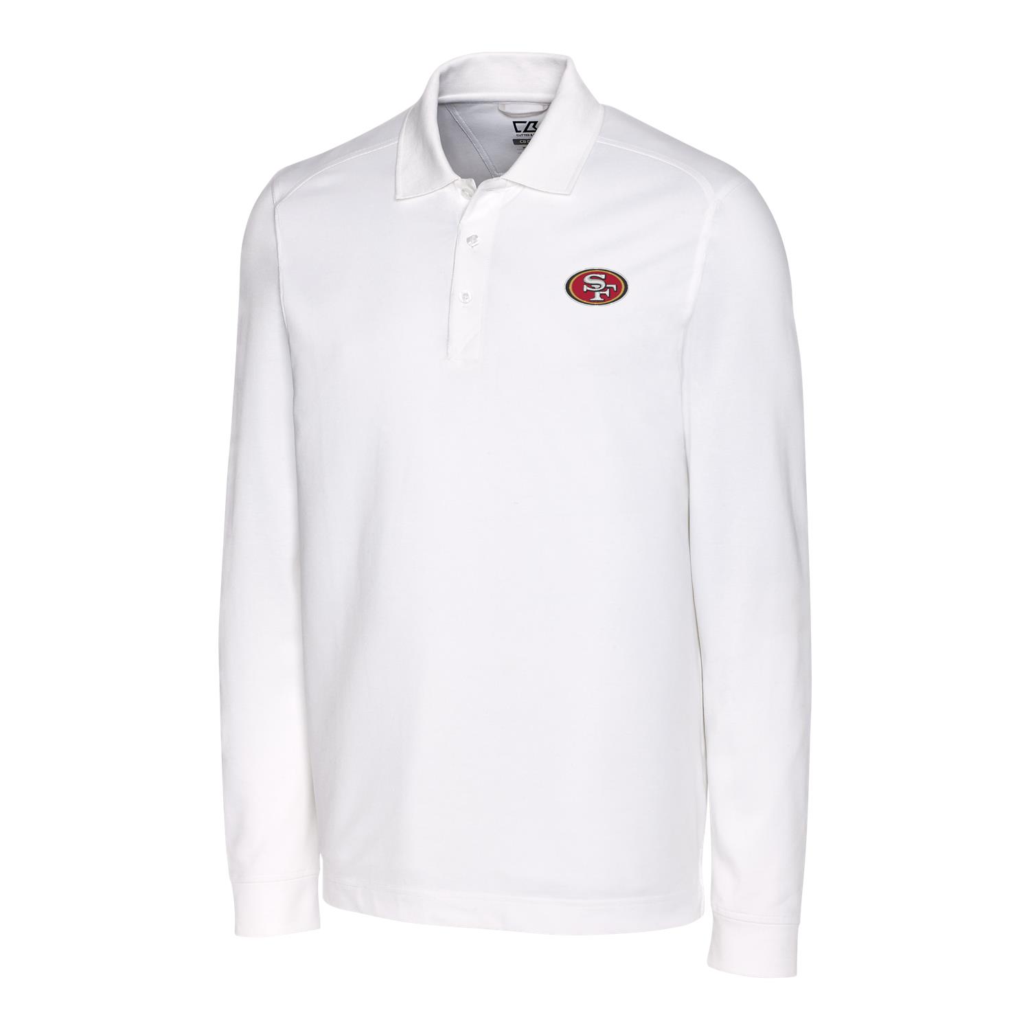 Men's Cutter & Buck White San Francisco 49ers Advantage Long Sleeve Polo
