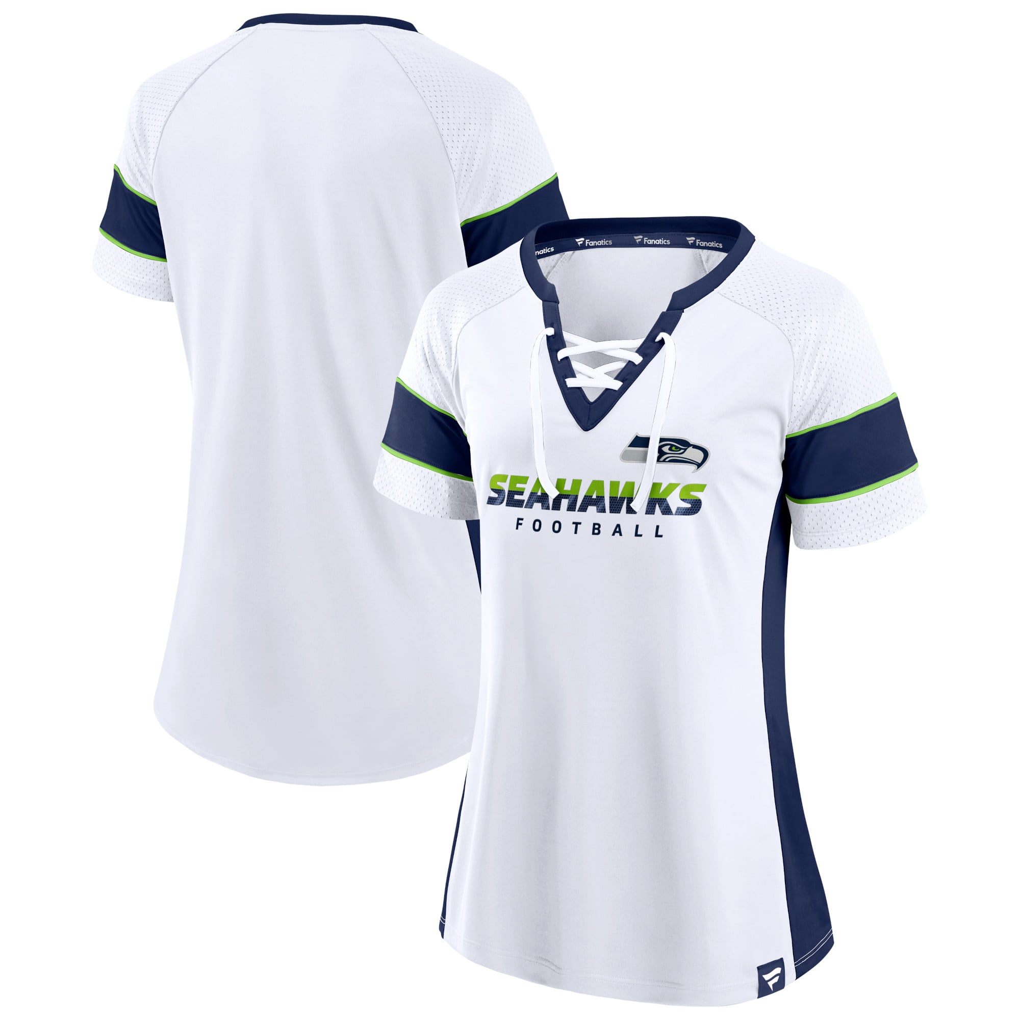 Women’s Fanatics White/College Navy Seattle Seahawks Away Team Draft Me Lace-Up V-Neck T-Shirt Women’s Fanatics White/College Navy Seattle Seahawks Away Team Draft Me Lace-Up V-Neck T-Shirt