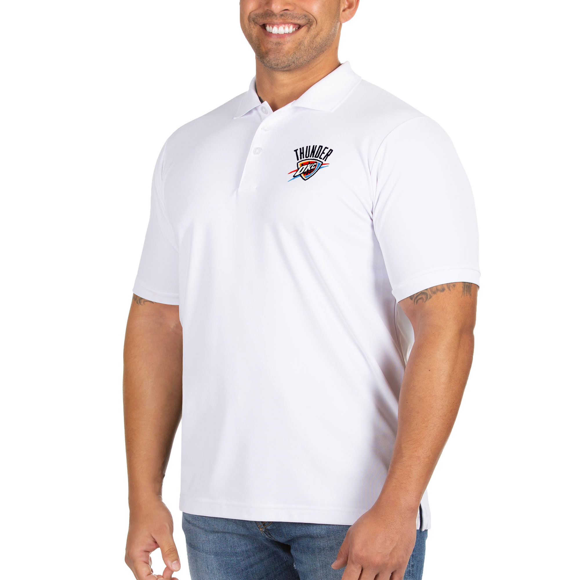 Men's Antigua White Oklahoma City Thunder Big & Tall Legacy Pique Polo