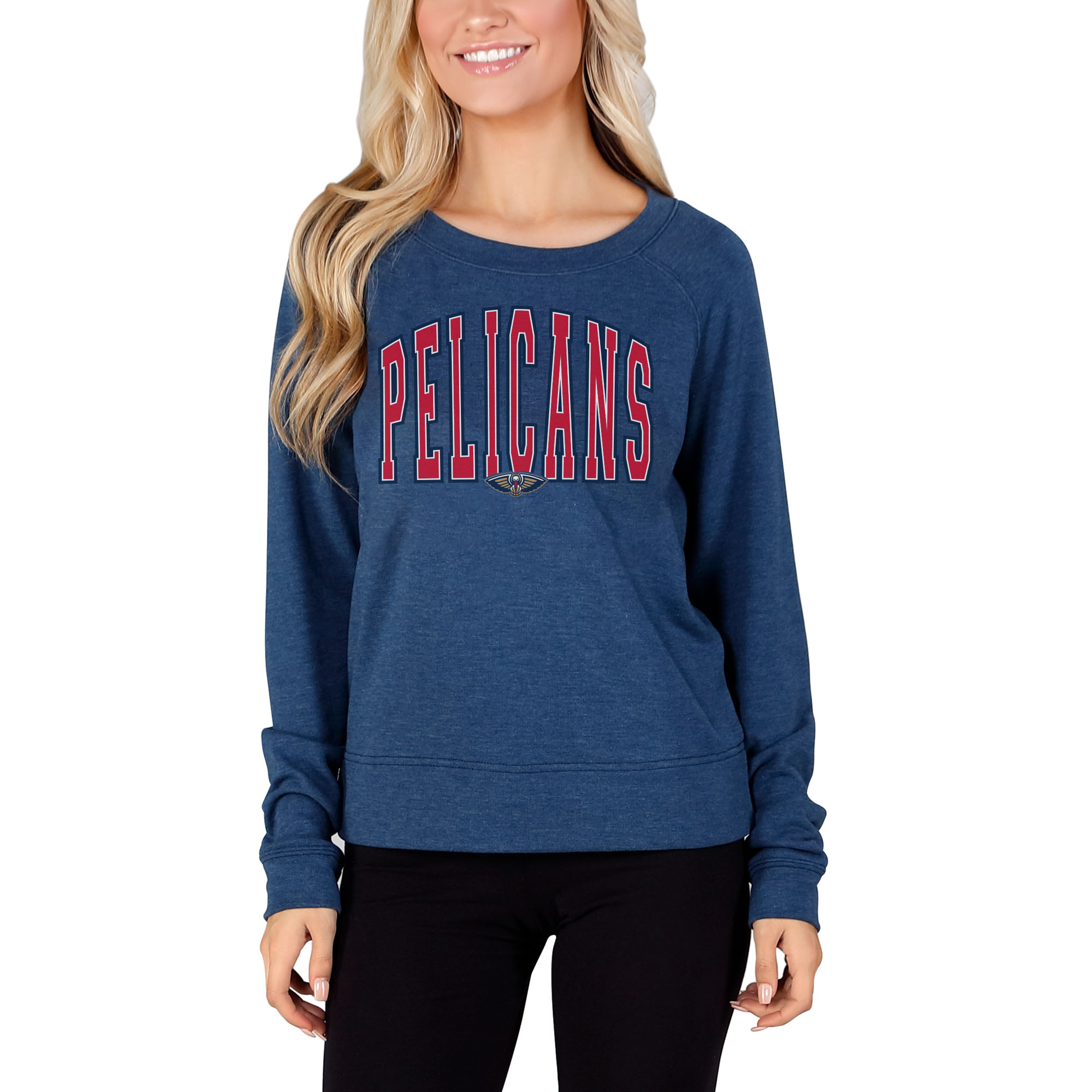 Women's Concepts Sport Navy New Orleans Pelicans Mainstream Terry Long Sleeve Top