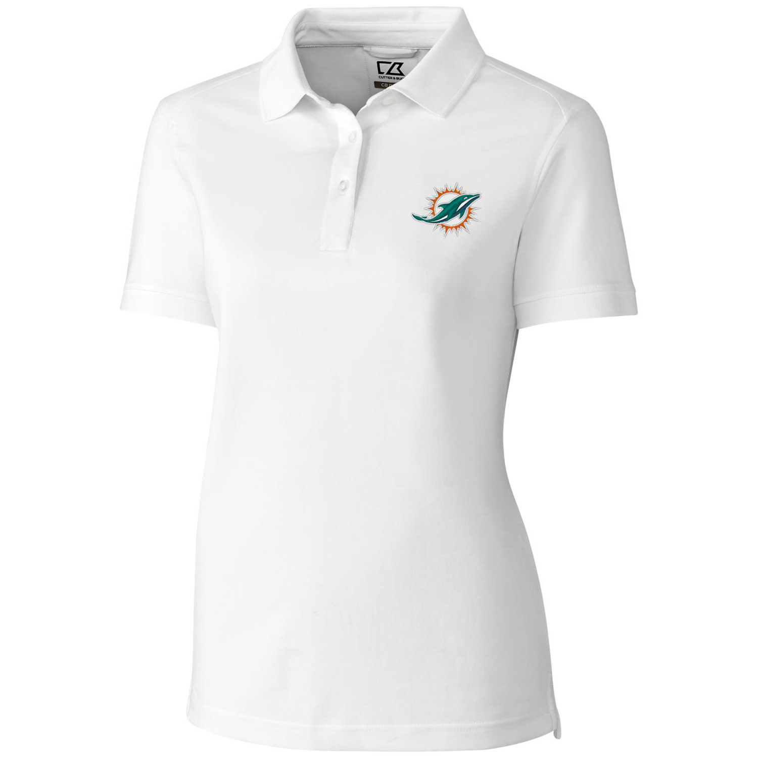 Women's Cutter & Buck White Miami Dolphins Advantage Polo