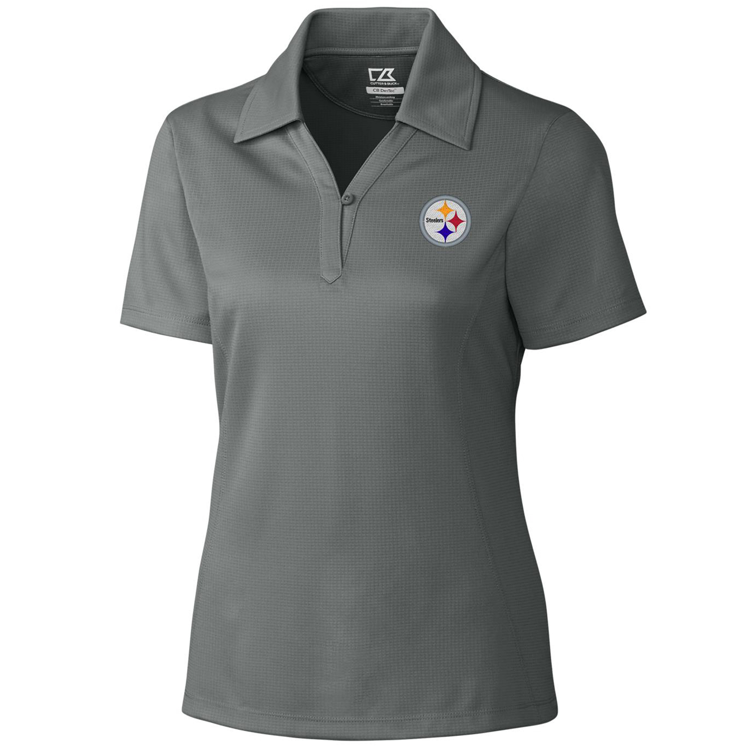 Women's Cutter & Buck Gray Pittsburgh Steelers DryTec Genre Polo