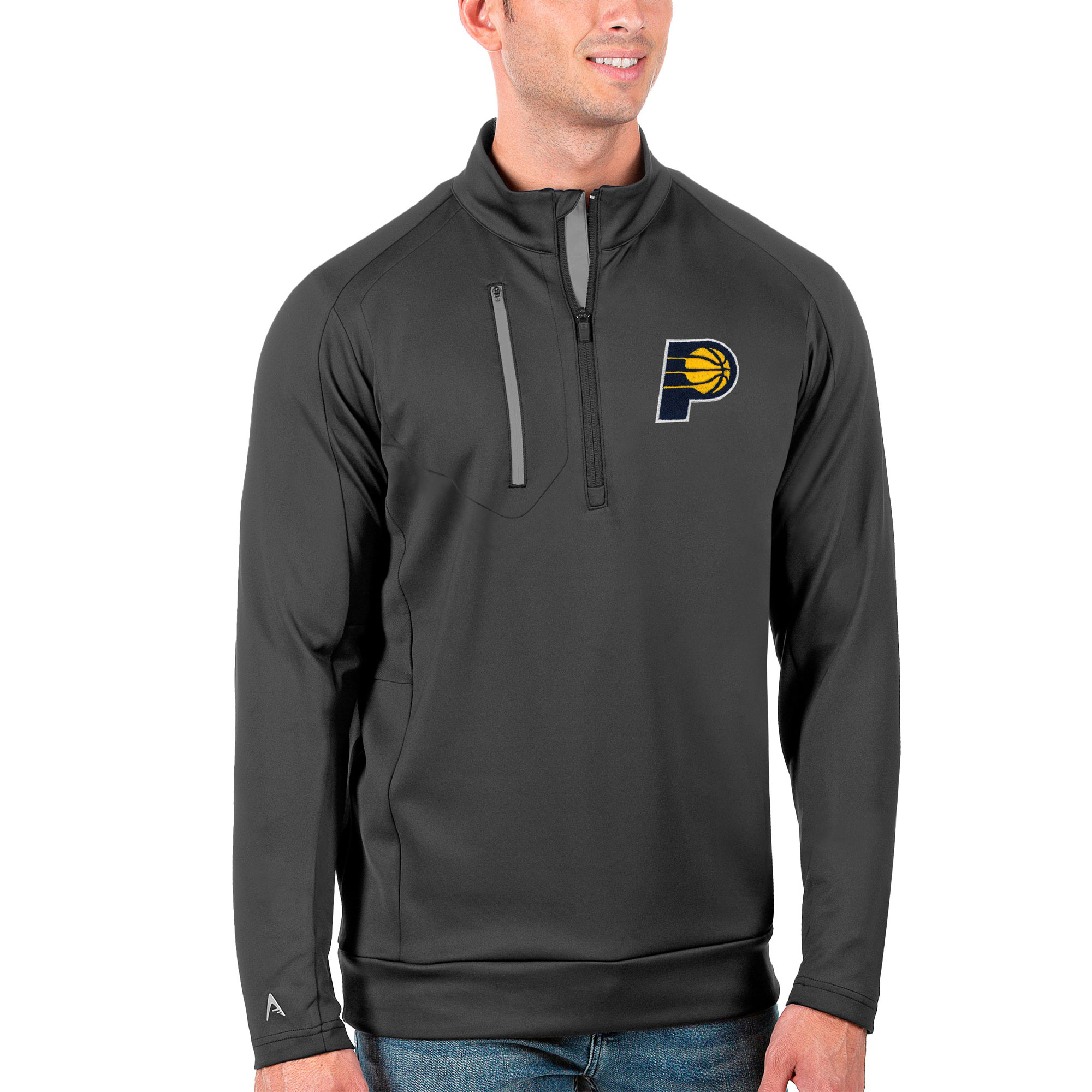 Men's Antigua Charcoal Indiana Pacers Generation Quarter-Zip Pullover Jacket