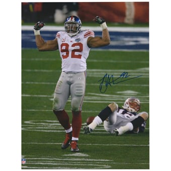 "Michael Strahan New York Giants Autographed 16"" x 20"" Super Bowl XLII Flexing Photograph"
