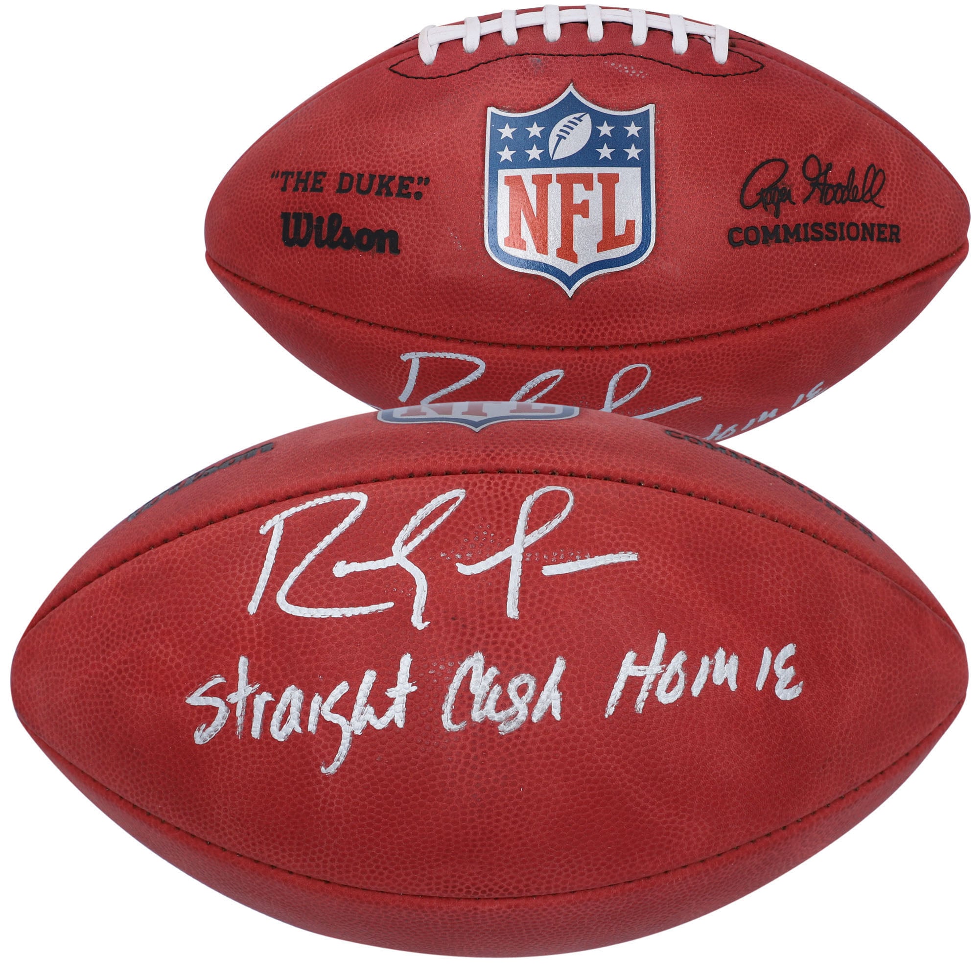 Randy Moss Minnesota Vikings Autographed Duke Full Color Pro Football with "Straight Cash Homie" Inscription