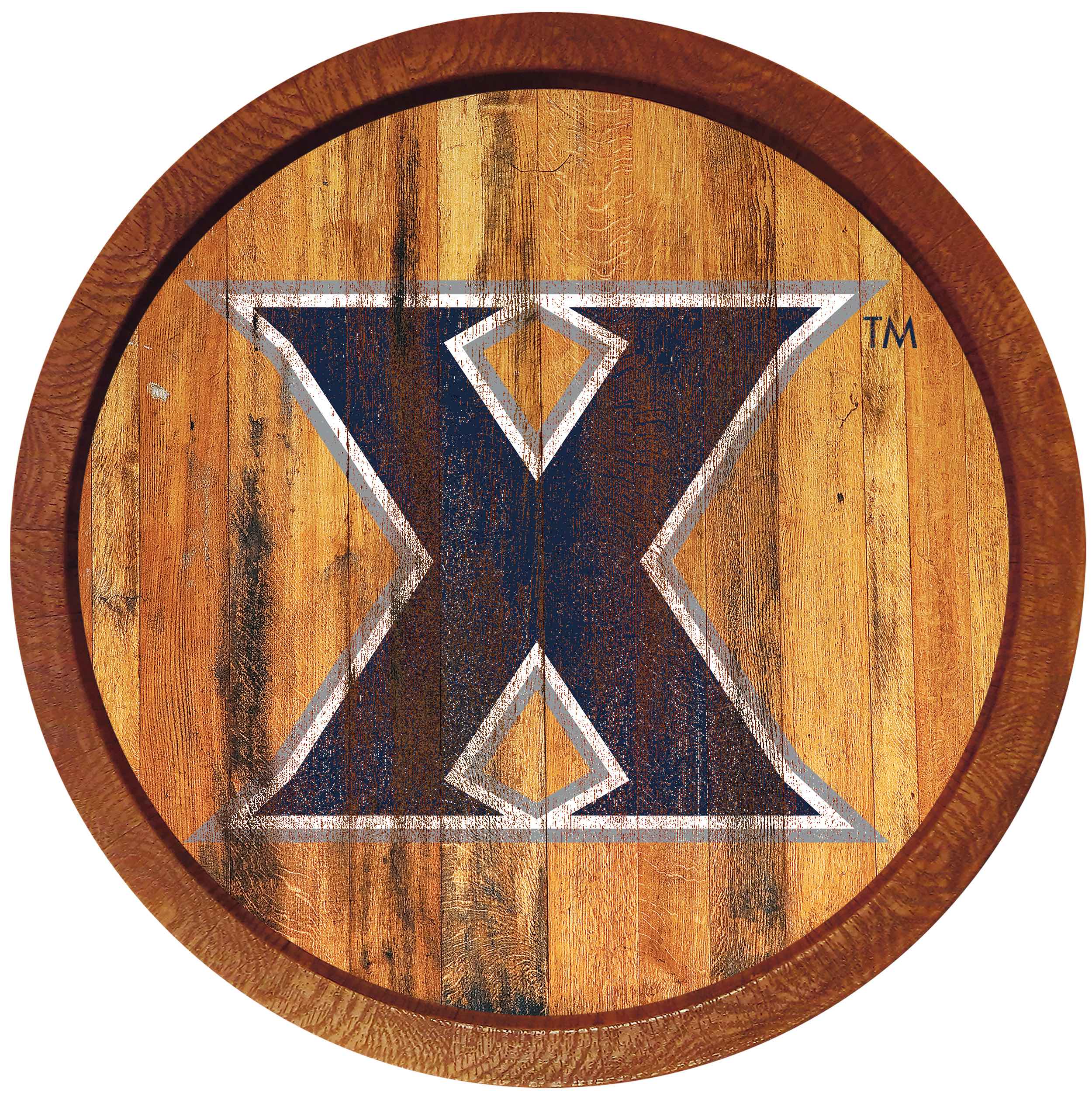 Xavier Musketeers 21'' x 21'' Weathered Faux Barrel Top Sign