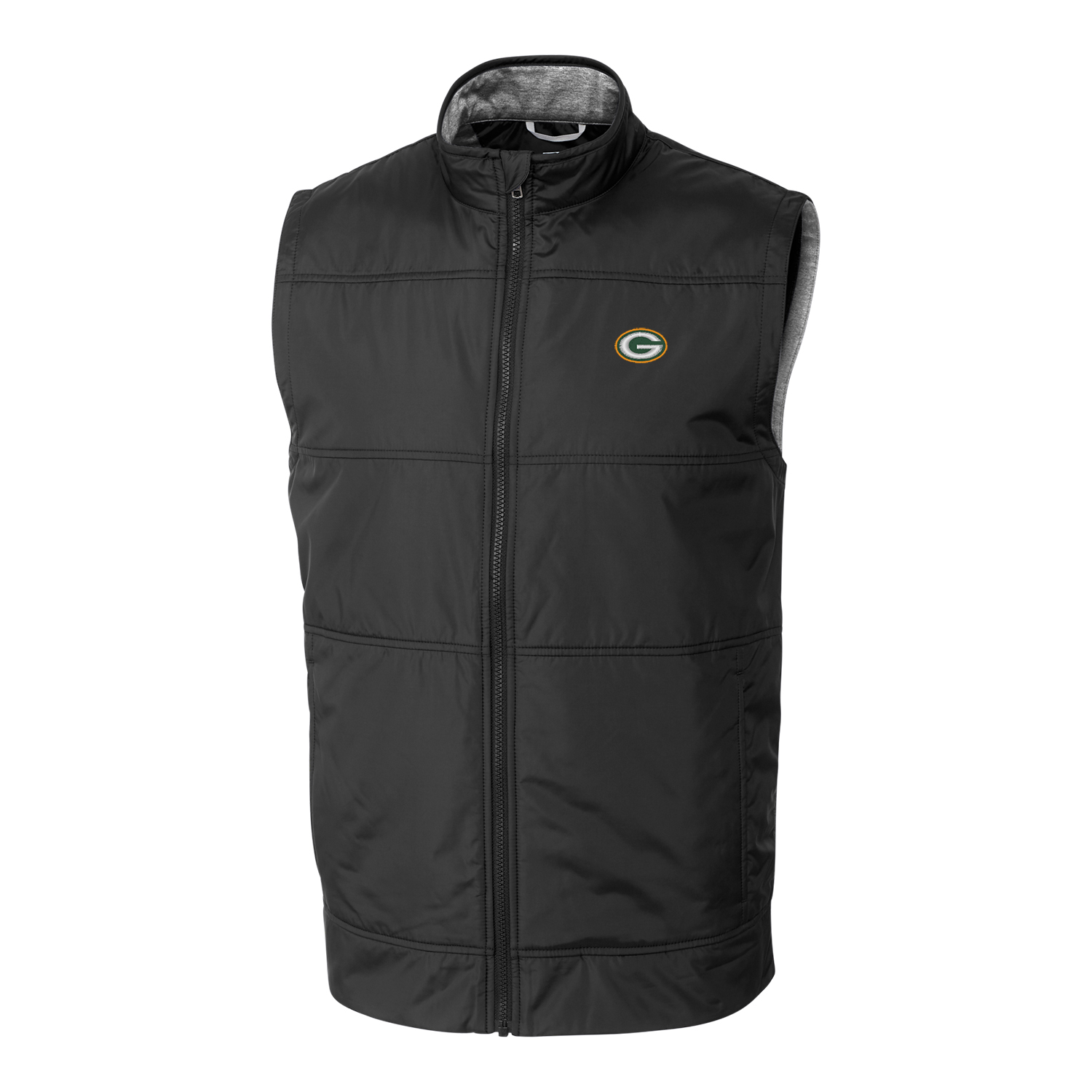 Men's Cutter & Buck Black Green Bay Packers Big & Tall Stealth Full-Zip Vest