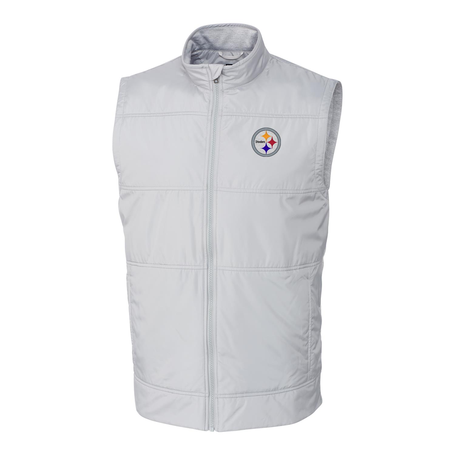 Men's Cutter & Buck Heather Gray Pittsburgh Steelers Big & Tall Stealth Full-Zip Vest