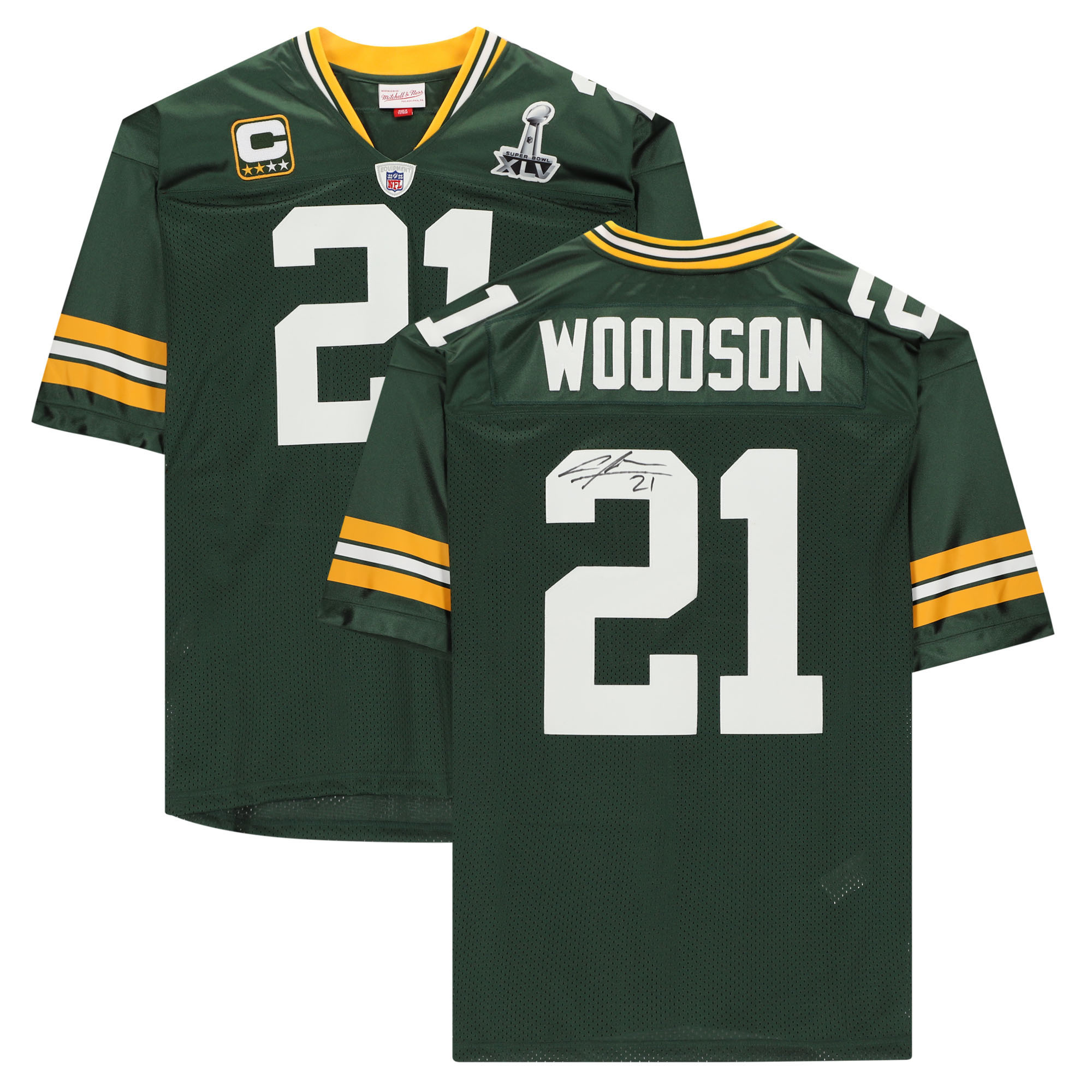 Charles Woodson Green Bay Packers Autographed Green Mitchell & Ness Super Bowl XLV Throwback Authentic Jersey
