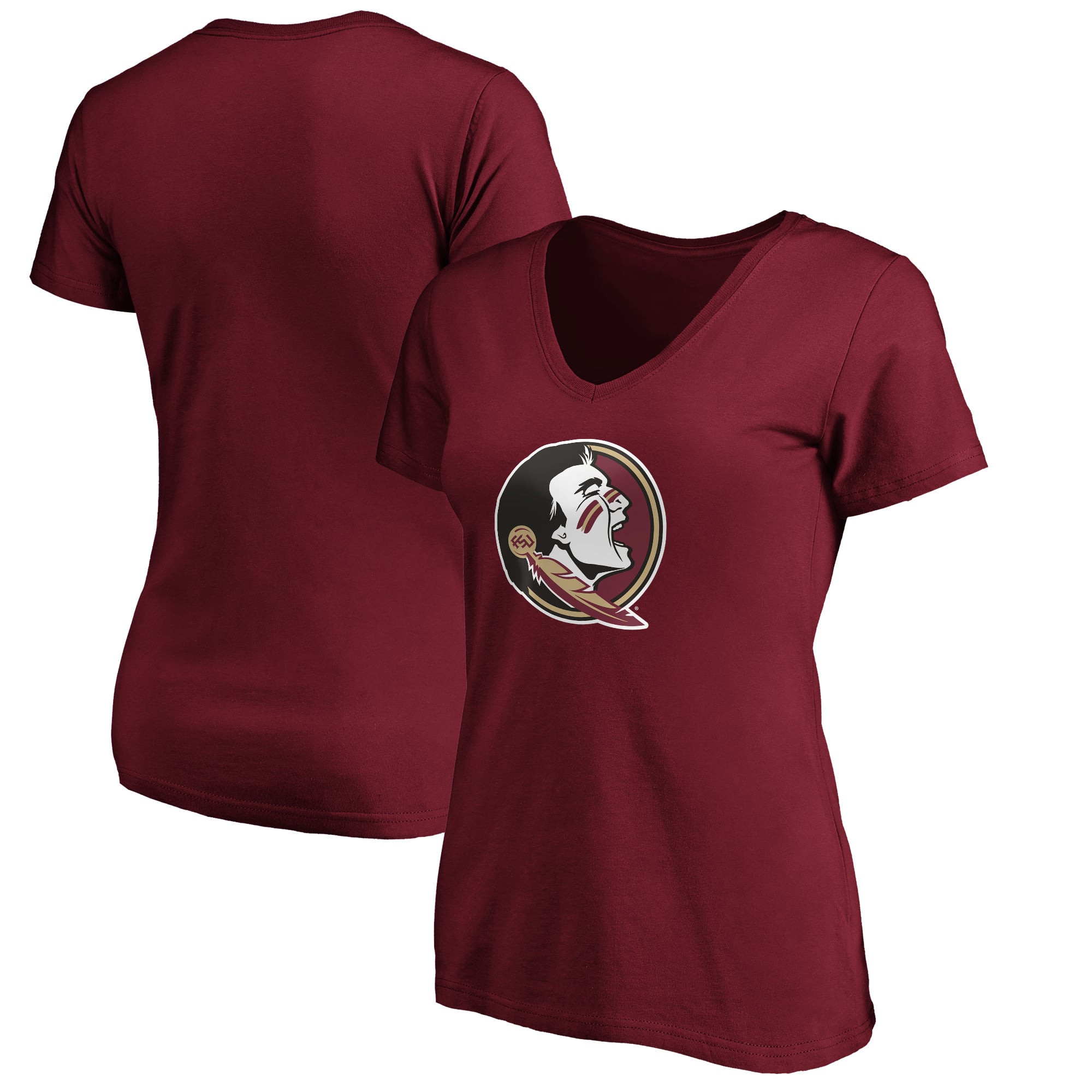 Women's Fanatics Garnet Florida State Seminoles Primary Logo V-Neck T-Shirt