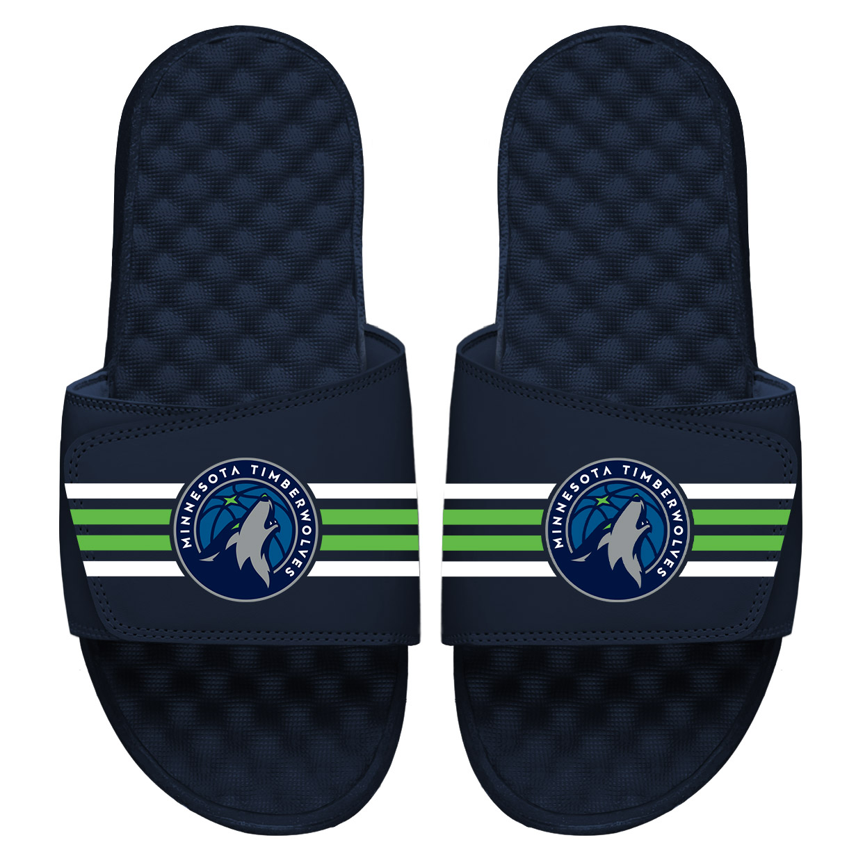 Youth ISlide Navy Minnesota Timberwolves Stripes Slide Sandals