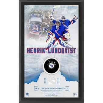 Henrik Lundqvist New York Rangers Framed Autographed Rangers Career Statistic Hockey Puck Shadowbox with Hockey Puck