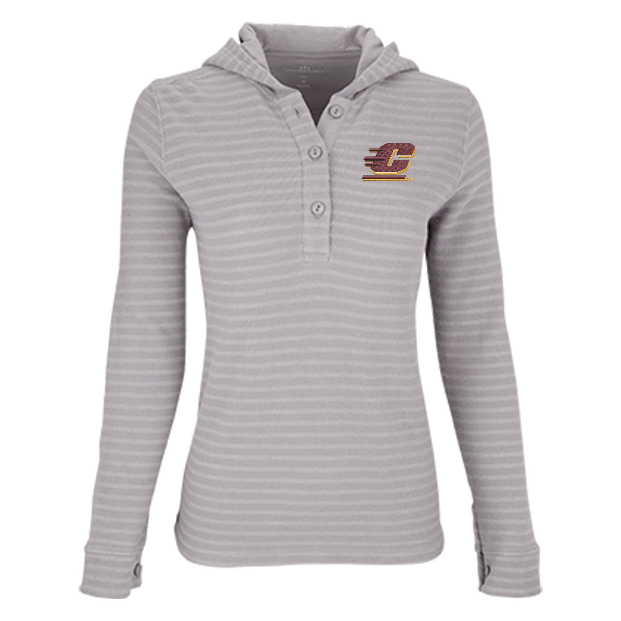 Women's Gray/White Cent. Michigan Chippewas Baja Pullover Hoodie