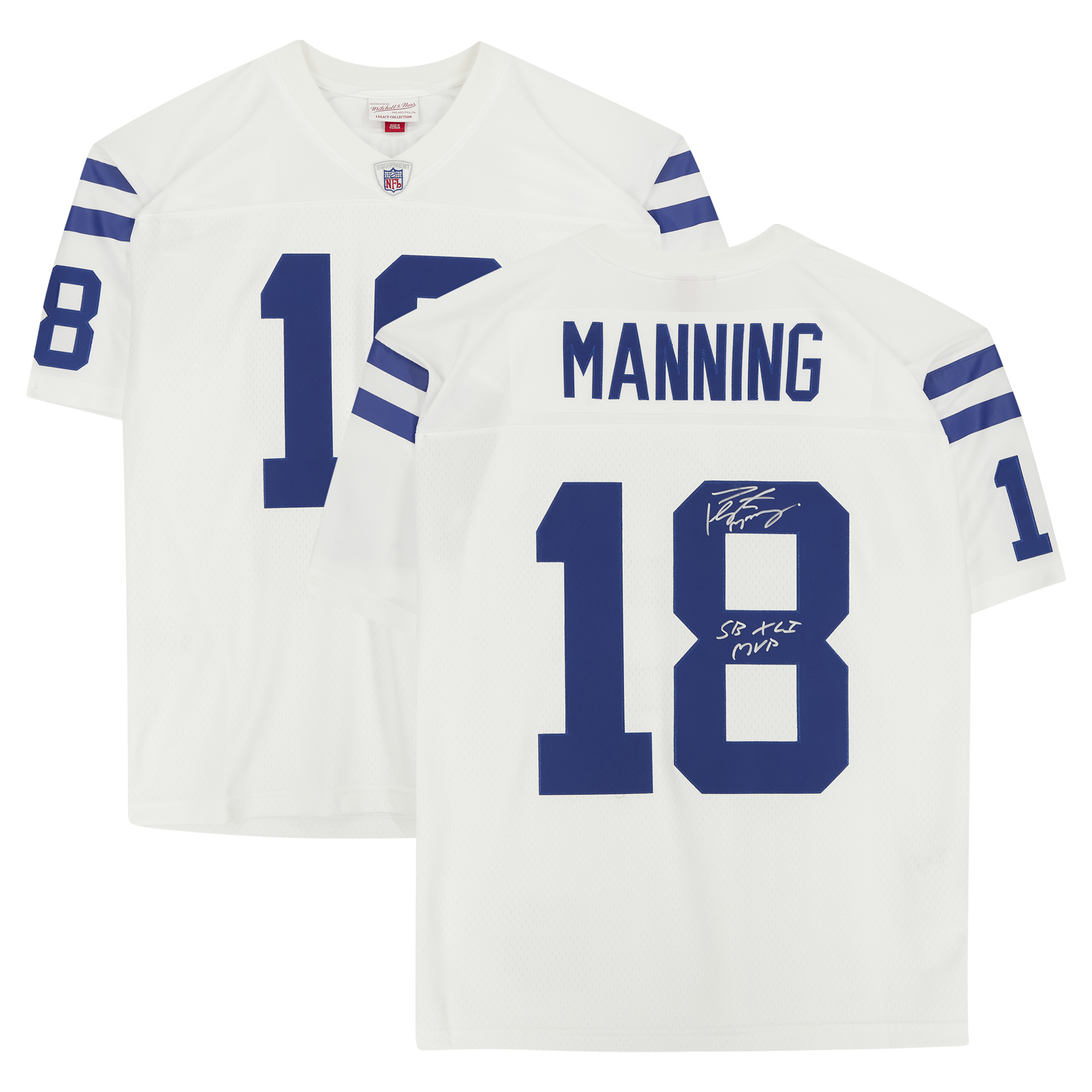 Peyton Manning Indianapolis Colts Autographed White Mitchell & Ness Legacy Jersey with "SB XLI MVP" Inscription
