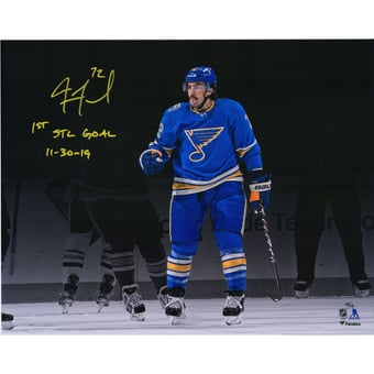 Justin Faulk St. Louis Blues Autographed 16" x 20" Goal Celebration Spotlight Photograph with "1st STL Goal 11/30/19" Inscription - Limited Edition of 19