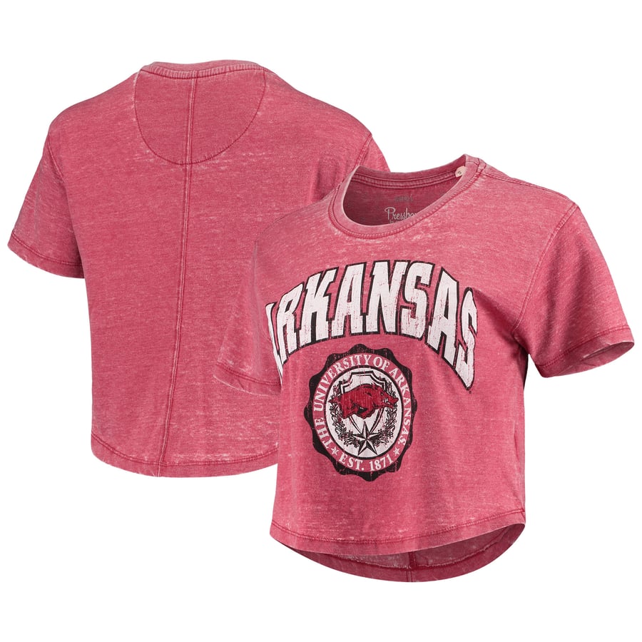 Women's Pressbox Cardinal Arkansas Razorbacks Edith Vintage Burnout Crop T-Shirt