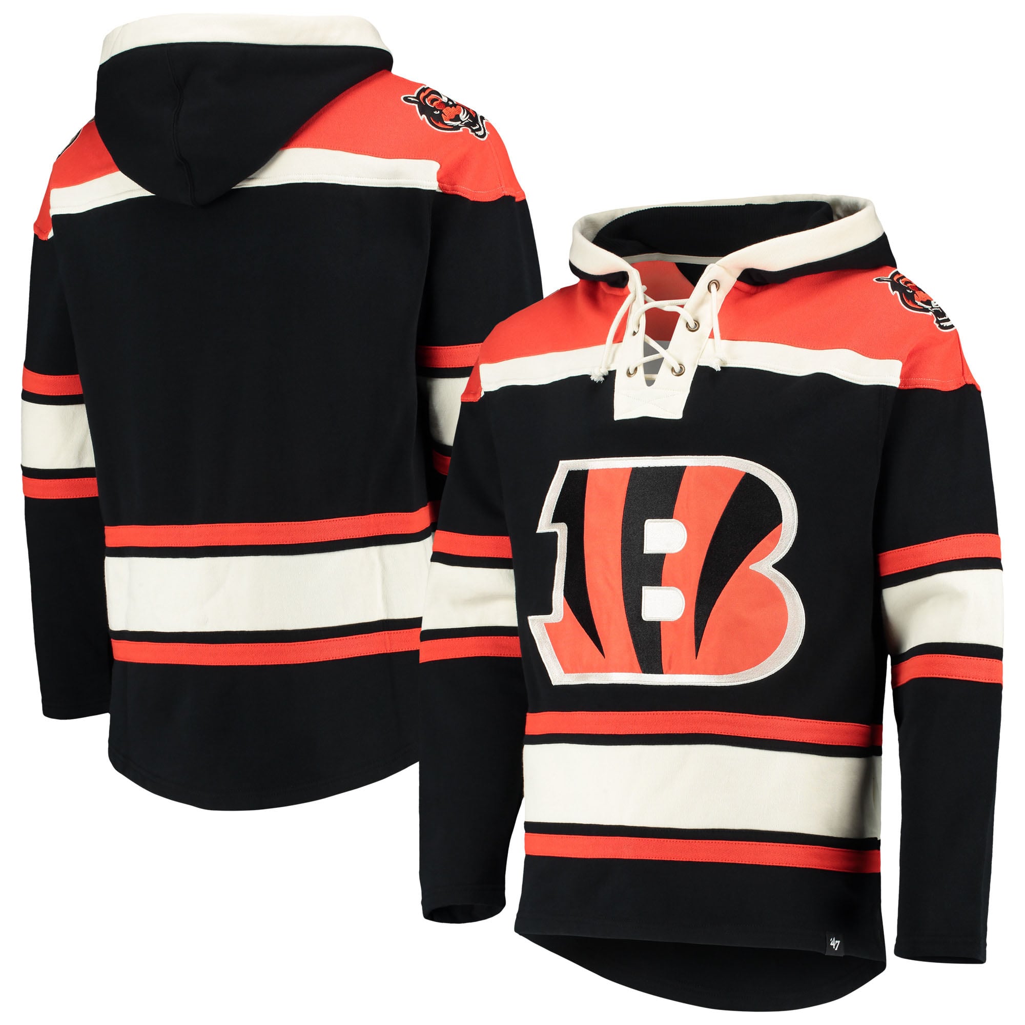 Men’s ’47 Black Cincinnati Bengals Lacer V-Neck Pullover Hoodie Men’s ’47 Black Cincinnati Bengals Lacer V-Neck Pullover Hoodie
