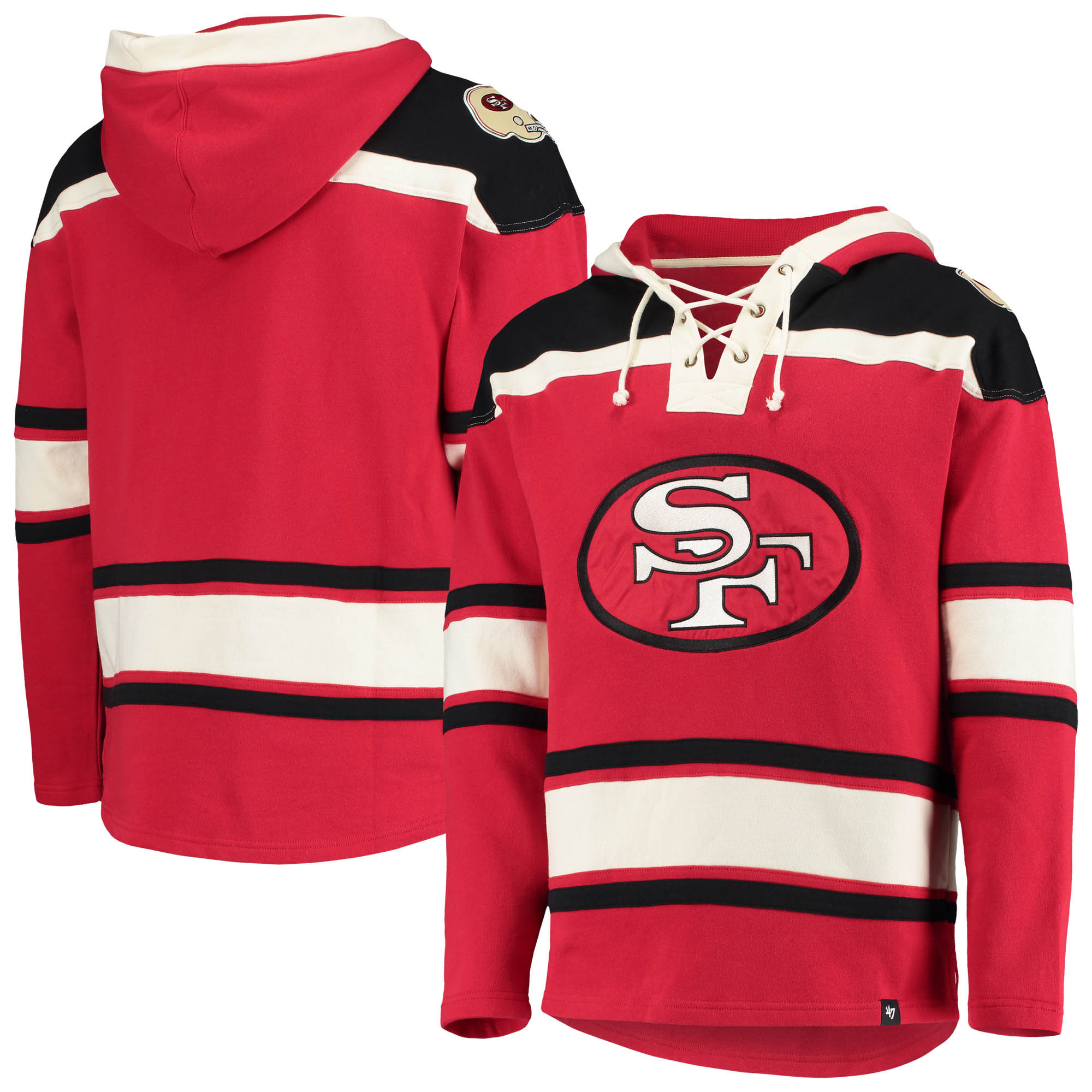 '47 Brand Men's Scarlet San Francisco 49ers Throwback Lacer Pullover Hoodie - Scarlet