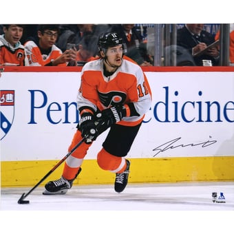 Travis Konecny Philadelphia Flyers Autographed 16" x 20" Orange Jersey Skating Photograph