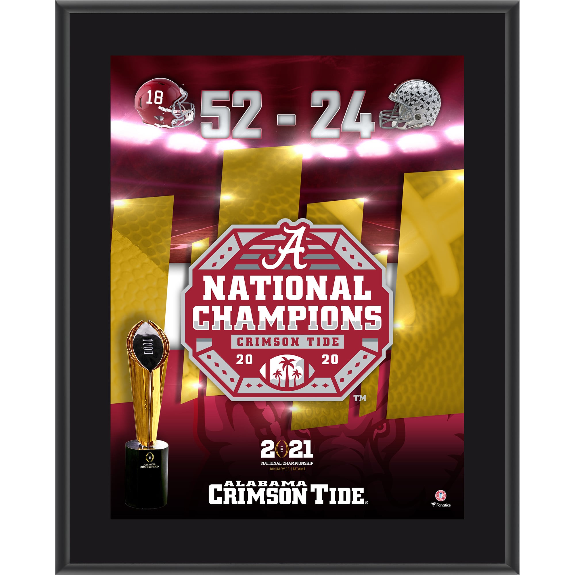 Alabama Crimson Tide 10.5" x 13" College Football Playoff 2020 National Champions Sublimated Plaque