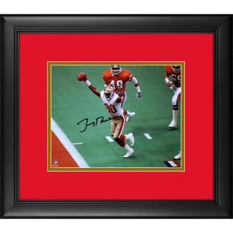 Jerry Rice San Francisco 49ers Framed Autographed 8" x 10" Hands Up vs Broncos Photograph