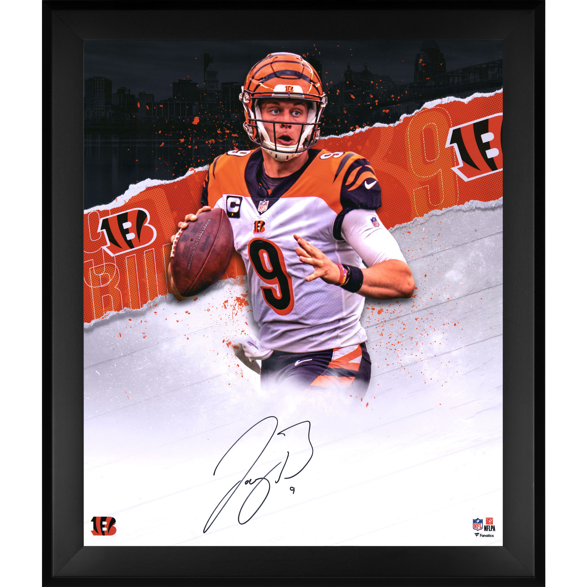 Joe Burrow Cincinnati Bengals Framed Autographed 20" x 24" Skyline Series In Focus Photograph