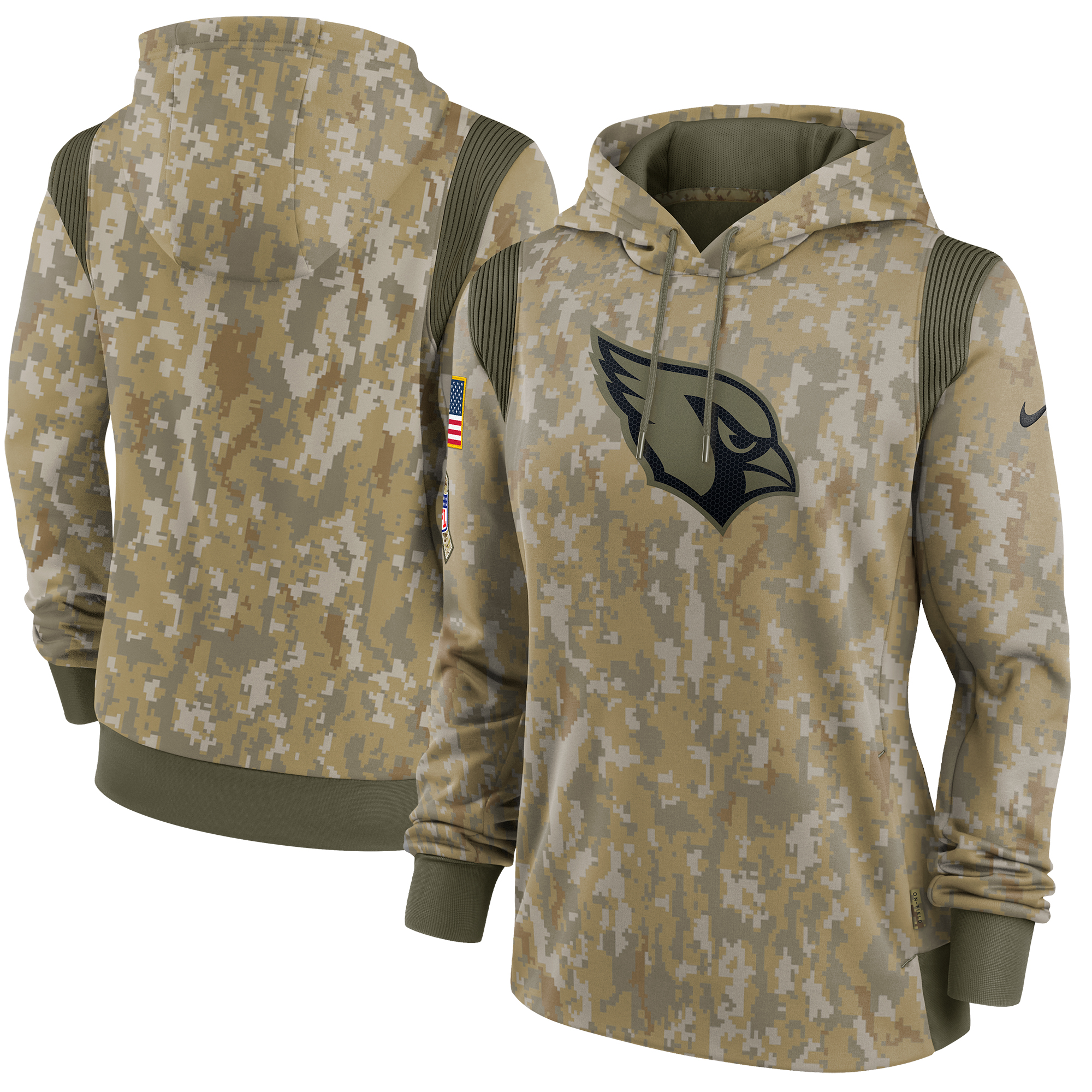 Women's Nike Olive Arizona Cardinals Salute To Service Therma Performance Pullover Hoodie
